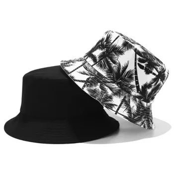 

Coconut Tree Reversible Bucket Hat Casual Cotton Printed Palm Tree Fishing Cap Outdoor Vacation Beach Panama Men Fisherman Hat