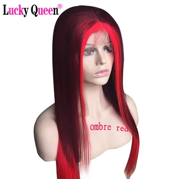 

Lucky Queen Straight Colorful Lace Front Wig 8-26 Inch Brazilian Lace Front Human Hair Wig 150% Density Remy Hair Medium Ratio