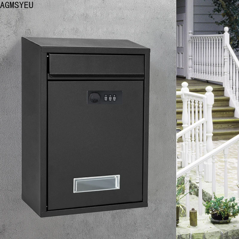 Wall Mounted Mailbox AGMSYEU password letter box outdoor wall-mounted community household letter newspaper postbox with lock complaint suggestion box wall mounted mailbox,post mount mailbox,locking mailbox