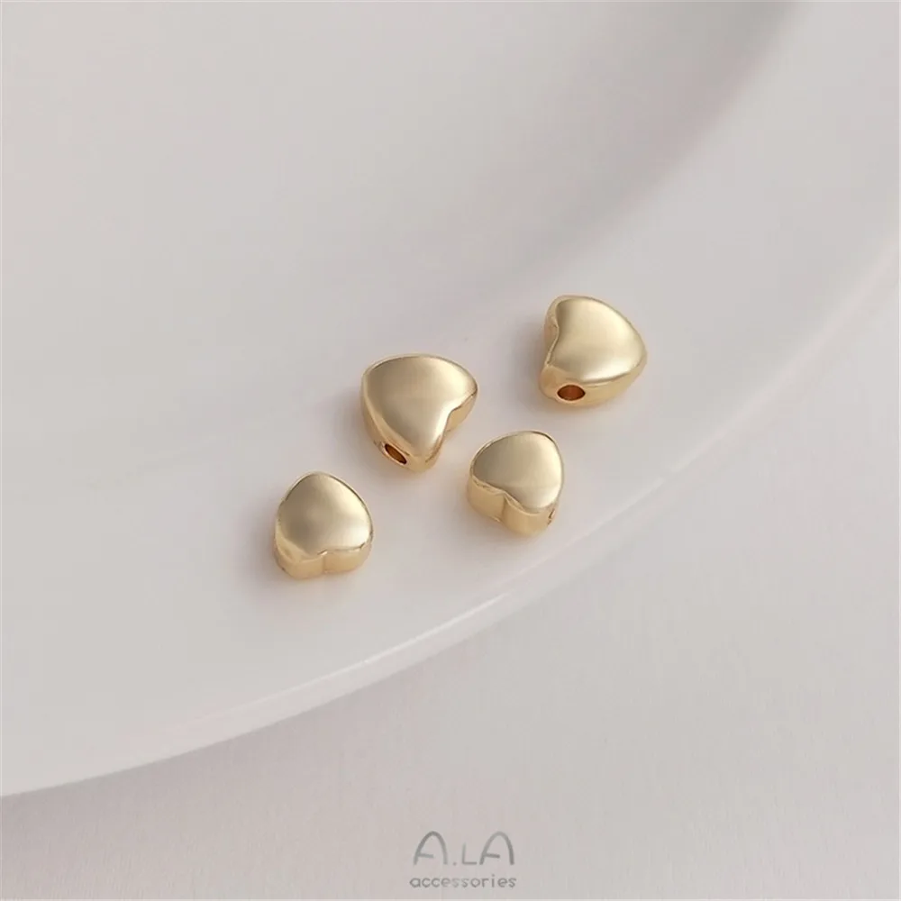 14K bag gold color double curved face peach heart bead heart scattered beads handmade DIY bracelet earrings jewelry with beads xuqian high quality 5pcs stainless steel curved end bead scoop tools for jewelry making l030206