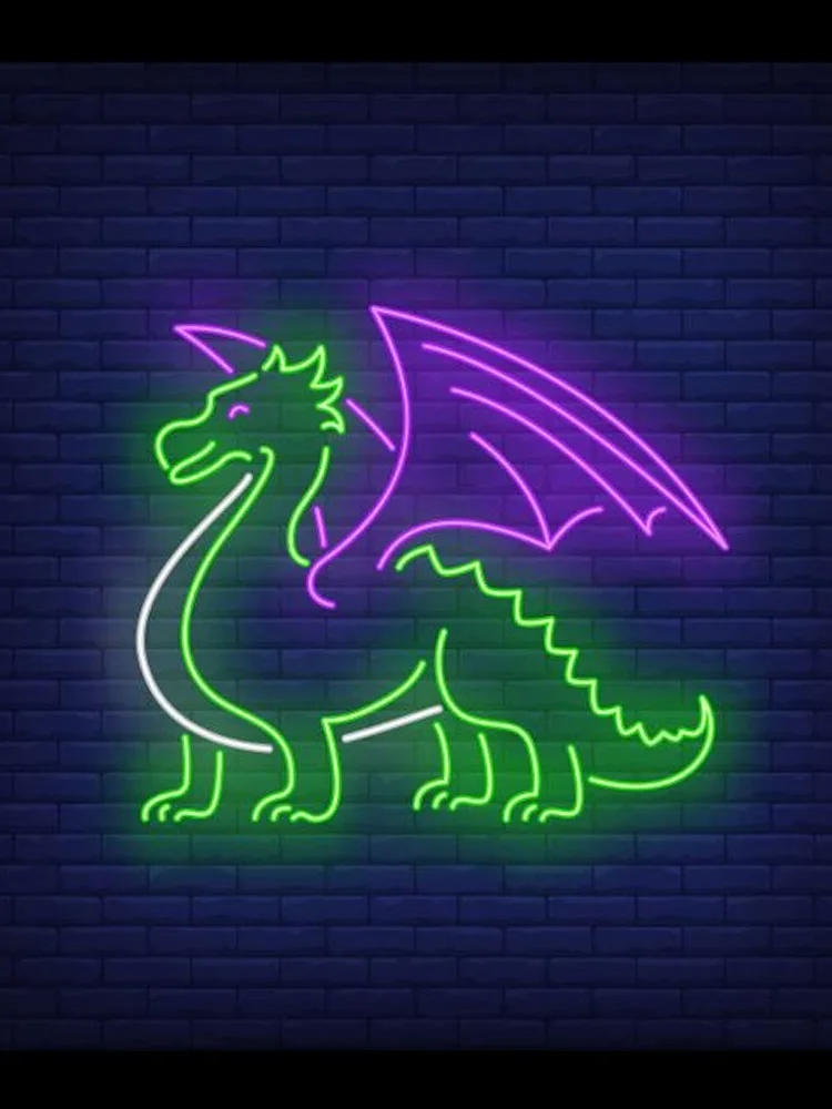 Insegna Al Neon Per Dragon Wing Glass Tube Cute Animal Commercial Hotel Lamp Restaurant Light Pubblicizza Food Shop Impact Attract Light