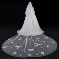 5 Meters Bridal Wedding Veils Bridal Veils  Sequined Beads Bride Veil With Free Comb 2020 in Stock