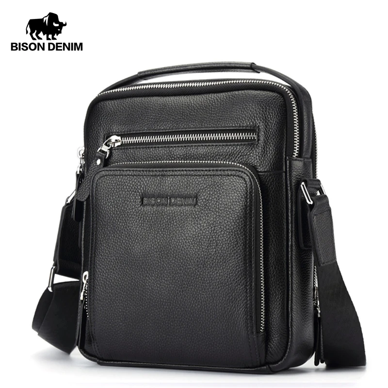  BISON DENIM Genuine Leather Men Bags Ipad Handbags Male Messenger Bag Man Crossbody Shoulder Bag Me - 32614974565
