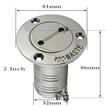 

316 Stainless Steel Deck Filler Fuel Water Waste Diesel Gas Key Cap Filler 1-1/2" and 2" Marine Boat Hardware