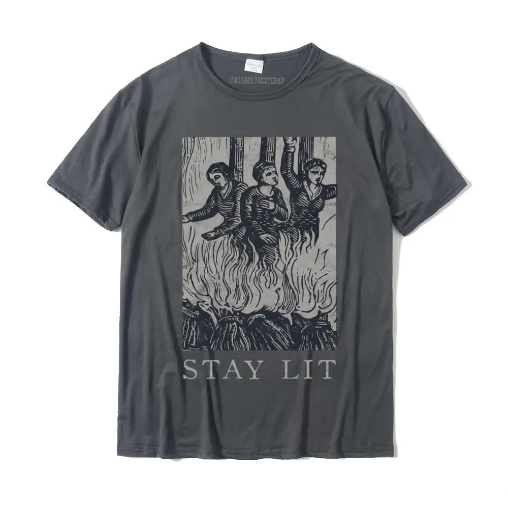 Discount Europe Design Short Sleeve Tshirts NEW YEAR DAY O-Neck 100% Cotton Fabric Tops Shirt for Men Tshirts Printed Occult Stay Lit Satan Devil Hell Unholy Antichrist Witch Long Sleeve T-Shirt__32796 carbon