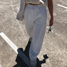 

YICIYA Casual White Elastic High Waist Long Pant Women Skinny Autumn Sweatpants Ladies Fashion Pocket Long Joggers Trousers 2021
