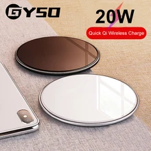 GYSO-cargador inalámbrico rápido Qi para iPhone, cargador inalámbrico USB de 20W, compatible con iPhone 11 Pro X/XS Max XR 8 Plus, Samsung S9 S10 S20 Note 9 8