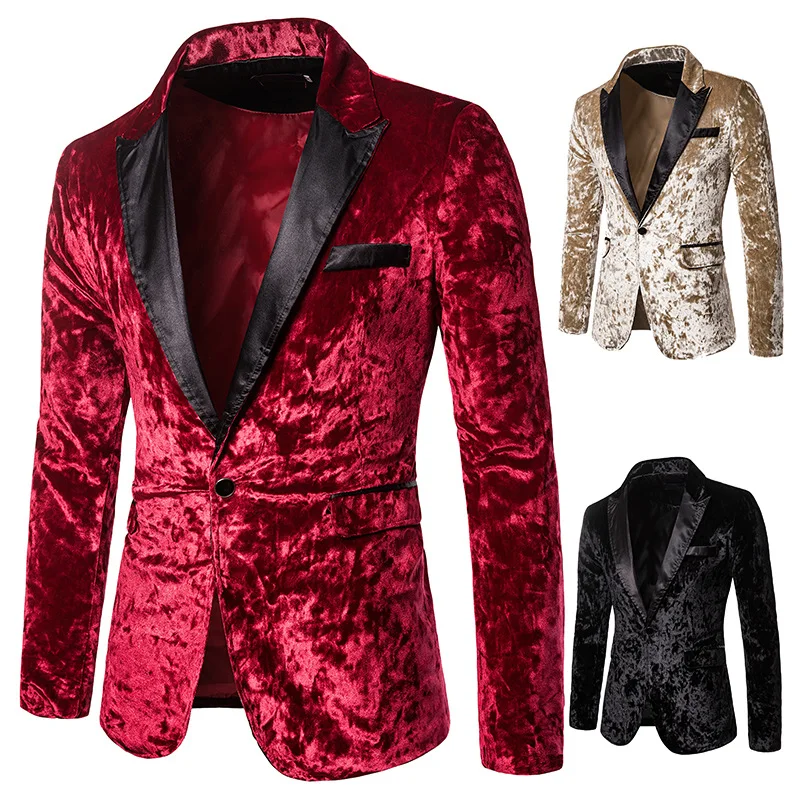 

MEN'S Business Suit Suede Performance Formal Dress Suit Nightclub Men'S Wear Host Master of Ceremonies Studio Coat Suit Xz51