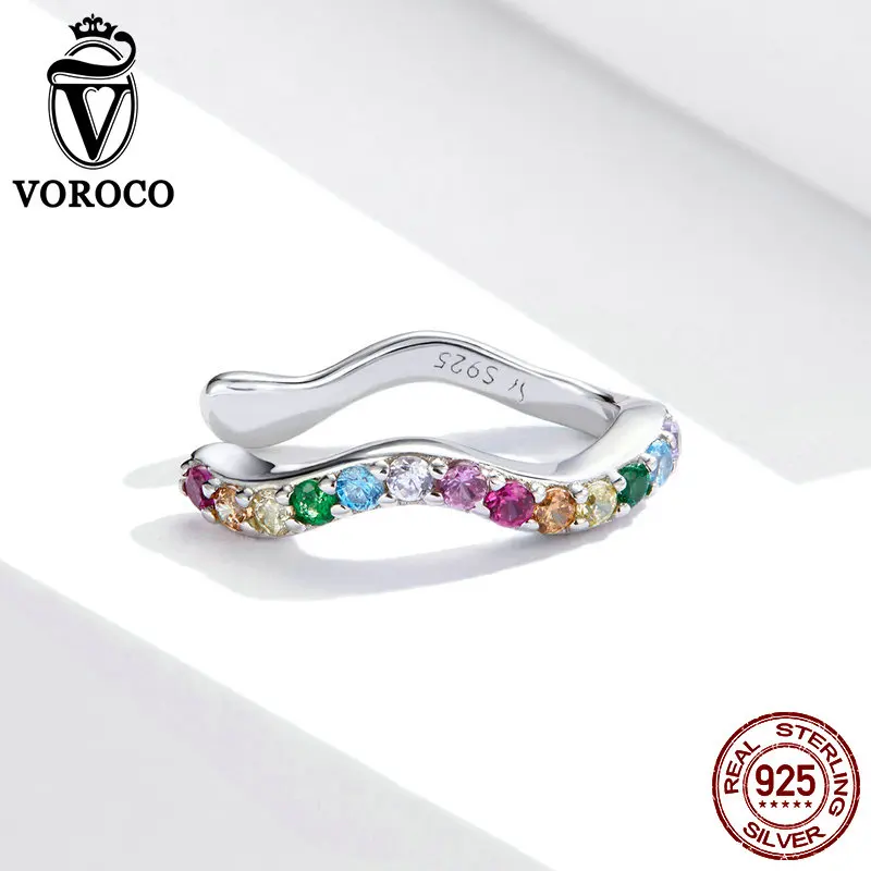 

VOROCO Crystal Earrings for Women Trendy Small Round Ear Cuff 925 Sterling Silver Clip CZ Earrings jewelry For Women Girl