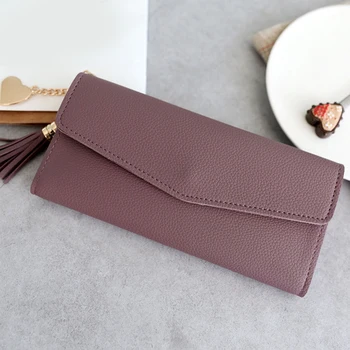 

New Women Long Wallet with Tassel Clutch Wallet Elegant Handbag Ladies Simple Fashion Coin Purse Card Holder Phone Pocket Hot