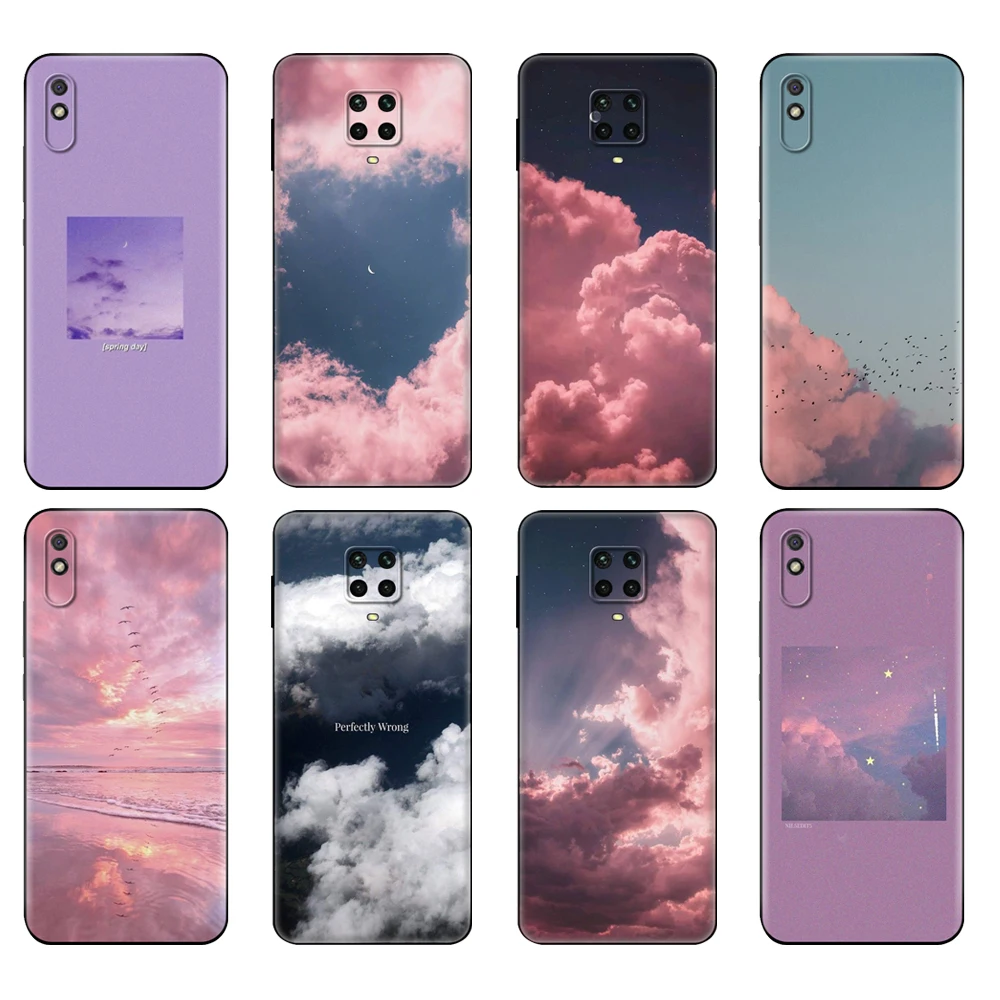 Custodia In Tpu Nero Per Xiaomi Redmi 7A 8 8A 9 9A 9C Custodia Redmi Note 8T 8 Pro T Note 9 9S 9 Pro Custodia Sweet Sky Pink Cloud Great Art