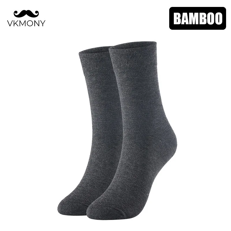 Мужские носки, деловые носки из бамбукового волокна, одноцветные мужские носки, Размер Великобритании 7-11, европейские размеры 40-46, 1003 VKMONY