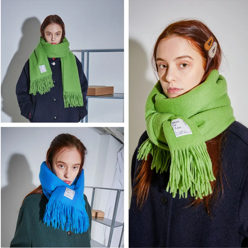 Женский шарф из чистого кашемира утолщенная теплая шаль в Корейском стиле
