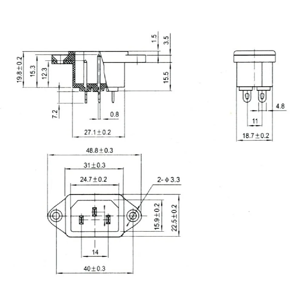 5 шт. AC-04 IEC320 C14 AC Разъем питания 250 В 10A 3-pin с ушками для электромобиля компьютера Розетка винт фиксированный медный сердечник