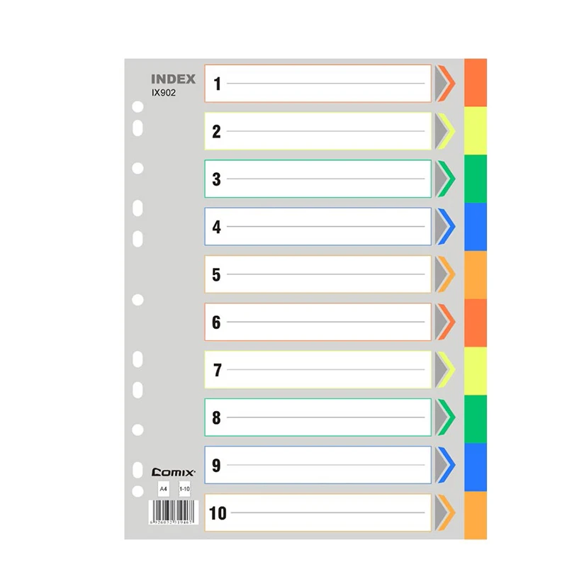 10 Color Classification 1-10 Letters A4 Index 11 Holes 2 3 4 Holes General Can Write Catalog Office Cultural And Educati