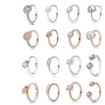 

High Quality Silver 925 ROSE SPARKLING LOVE KNOT VINTAGE ALLURE, Fairy Light, Heart Padlock RING, Original Woman Jewelry Gift
