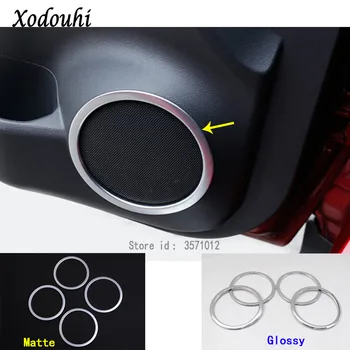

For Nissan X-Trail XTrail T32/Rogue 2014 2015 2016 Car Door Cover Stick ABS Chrome Audio Speak Sound Cover Ring Circle Lamp Trim