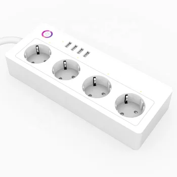

Smart Power Strip Wifi Surge 4 Plug EU 4 USB Fash Charging Socket Tuya Voice Remote Control Voice Timer Alexa Google