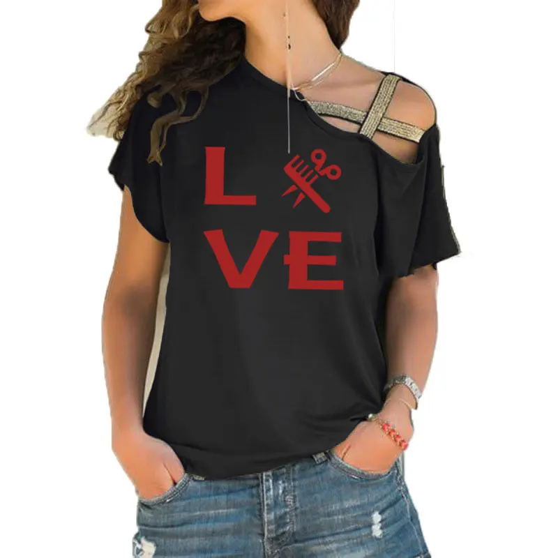 Женские топы Love Hairstylist, подарок, футболка с коротким рукавом для стилистов и парикмахеров, футболка для волос, необычные женские футболки - Цвет: 2