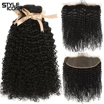 

Curly Bundles with Frontal Malaysian Deep Curly Bundles with Frontal Human Hair Weaving with Lace Frontal 30 Inch Non-Remy Hair