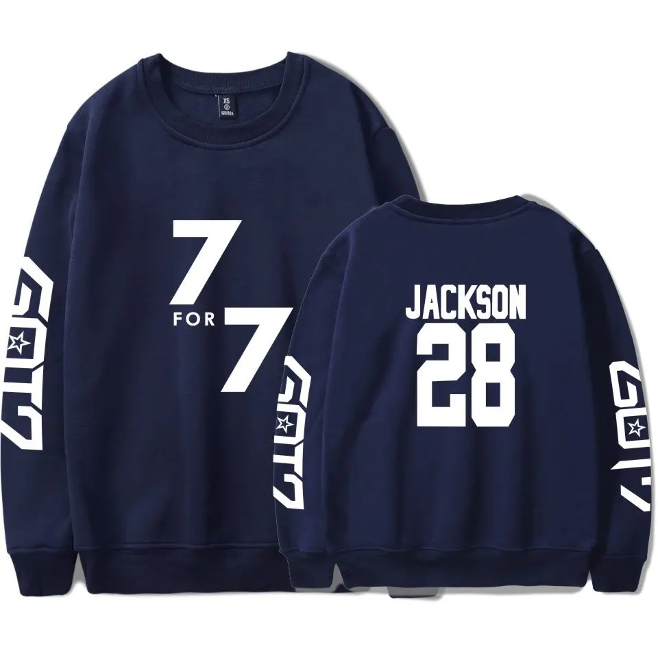 WEJNXIN Новинка GOT7 пуловеры Jackson флисовые толстовки без шапочки для женщин и мужчин унисекс уличная 7 для 7 JB JR теплая толстовка одежда - Цвет: navyJackson
