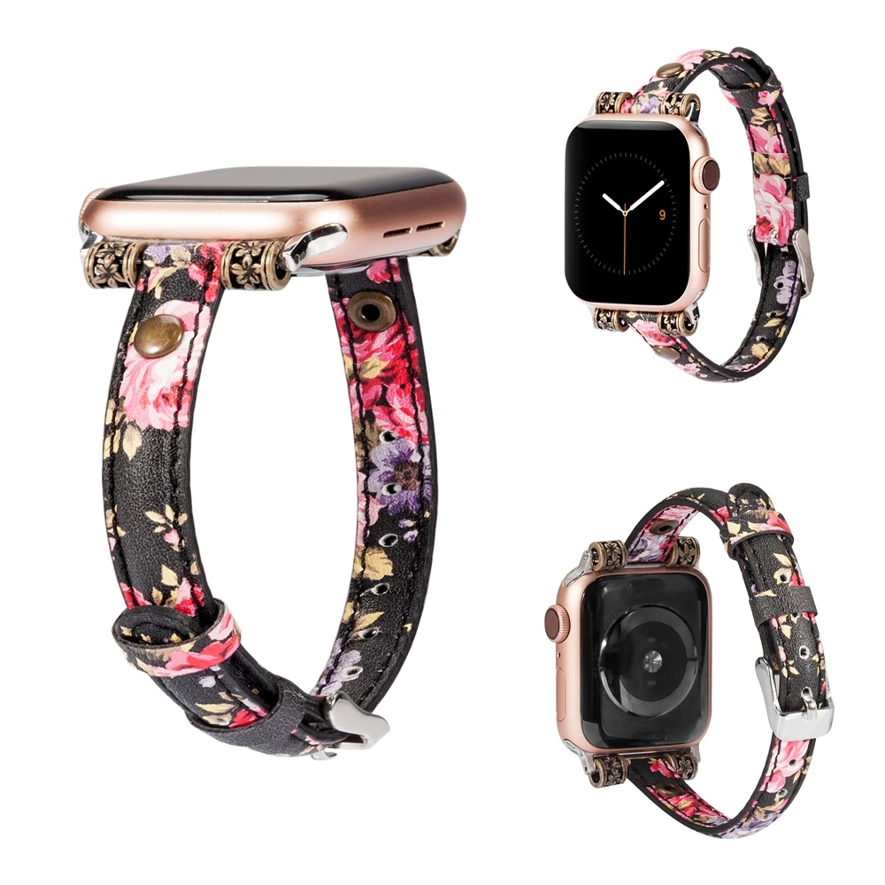 Wearlizer Silm Leather Watchband for Apple Watch Band Series 4/3/2/1 Sport Leather Bracelet 42 mm 38 mm Strap For iwatch Band 5