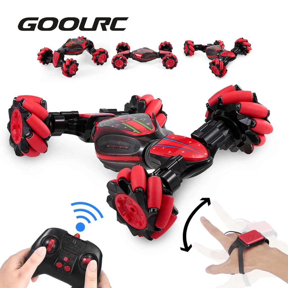GOOLRC Новый 2 4 GHz 4WD двухсторонний RC трюк автомобиль датчик жестов часы контроль