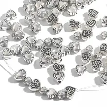 20 30 50 szt 6-10mm tybetański antyczne posrebrzane serce Charms metalowe koraliki dystansowe do tworzenia biżuterii Diy znalezienie akcesoria tanie tanio Ze stopu cynku alloy zawieszki Okrągły kształt moda 1 2mm