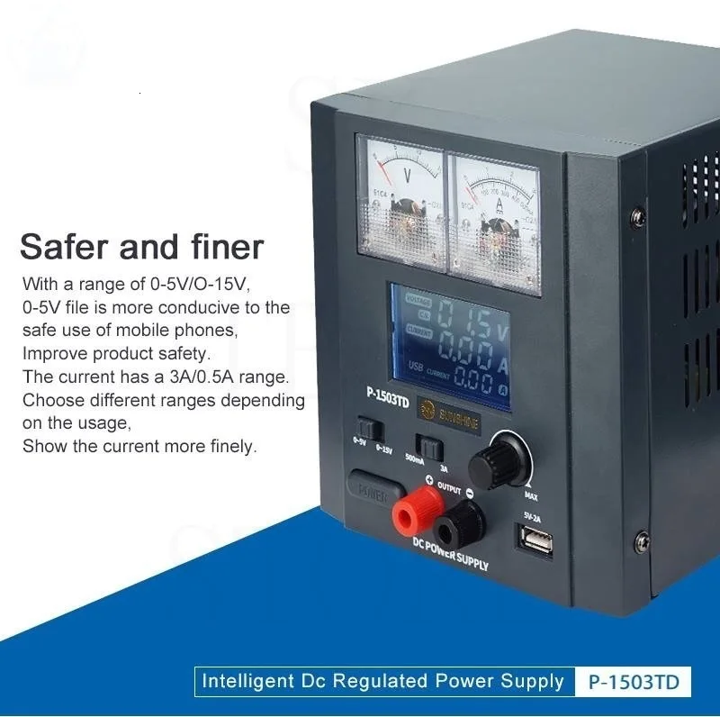 15V 3A Sunshine P-1503TD intelligent DC Regulated Power Supply For Phone Repair Detect Currency Voltage Power On/off Test Tool