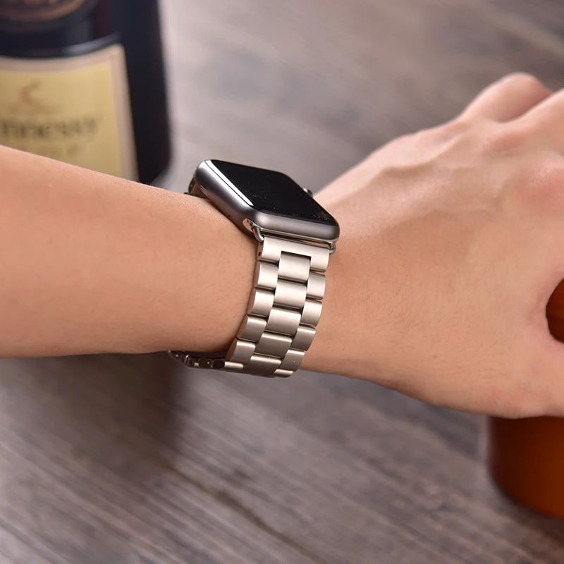 Ремешок из нержавеющей стали для Apple Watch 42 мм 38 мм Серия 1 2 3 металлический ремешок для часов браслет для iWatch серии 4 5 44 мм 40 мм ремешок