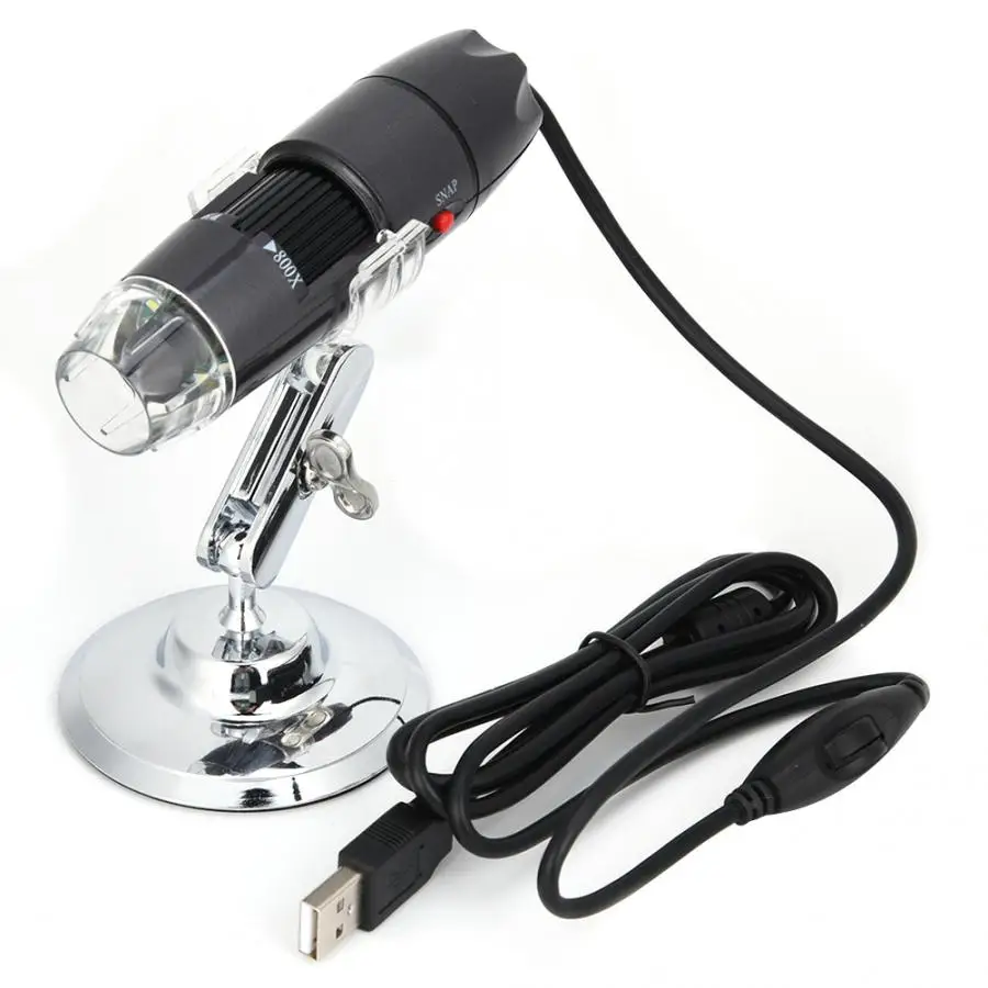 S08 8LED 20X-800X USB цифровой микроскоп с универсальным металлическим кронштейном