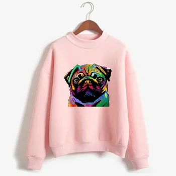 

Cute Rainbow Pug Women Sweatshirt Colorful Dog Sweatshirts Kawaii Animals Printed Hoodies Aesthetic Fashion Female Clothes