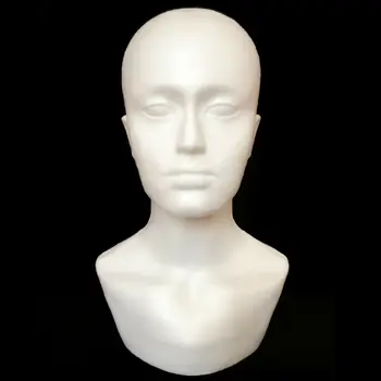 

1pc White Polystyrene Foam Mannequin Display Head Bust Shoulder Realistic Wig