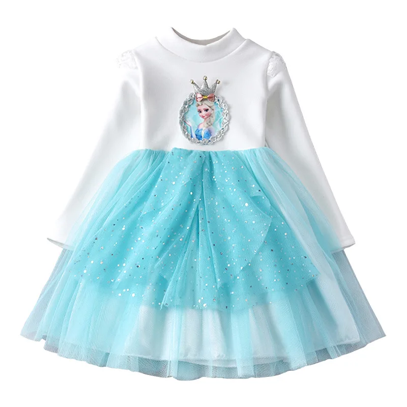Новинка; платье принцессы Анны и Эльзы для маленьких девочек; осеннее платье с длинными рукавами для девочек на Хэллоуин; платье для костюмированной вечеринки; рождественское платье; детская одежда