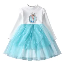Новинка; платье принцессы Анны и Эльзы для маленьких девочек; осеннее платье с длинными рукавами для девочек на Хэллоуин; платье для костюмированной вечеринки; рождественское платье; детская одежда