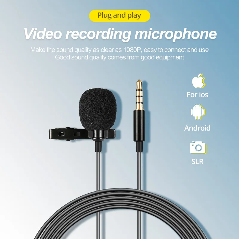 wireless mic FONKEN 3.5mm Mini Microphone With Tie Clips Collar Speaking Singing Micro Phone Live Broadcast Lecture Microphone For Smartphone wireless mic