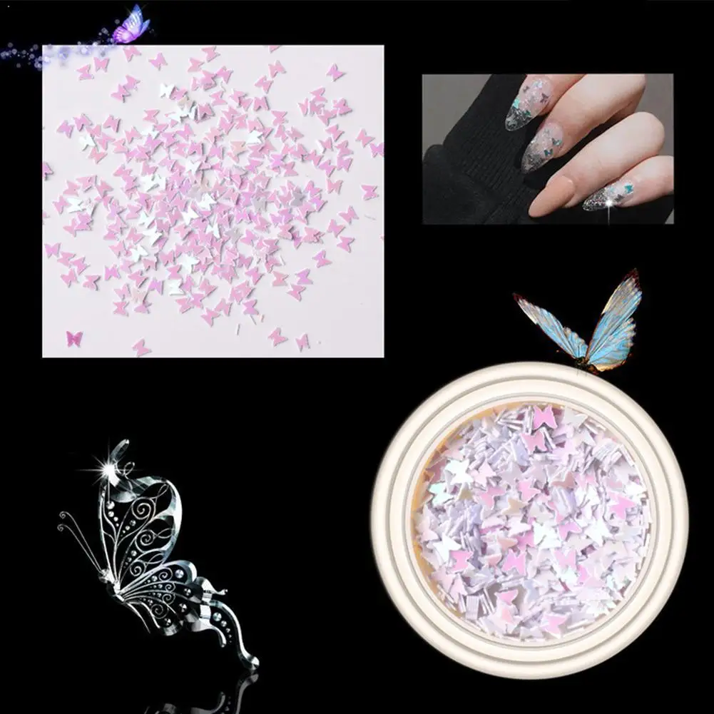 

3D Butterfly Holographic Nail Sequins Flakes Sparkly Glitter Slices Butterfly Art Flake Nails Chrome Accessories Sequin Man C5D9