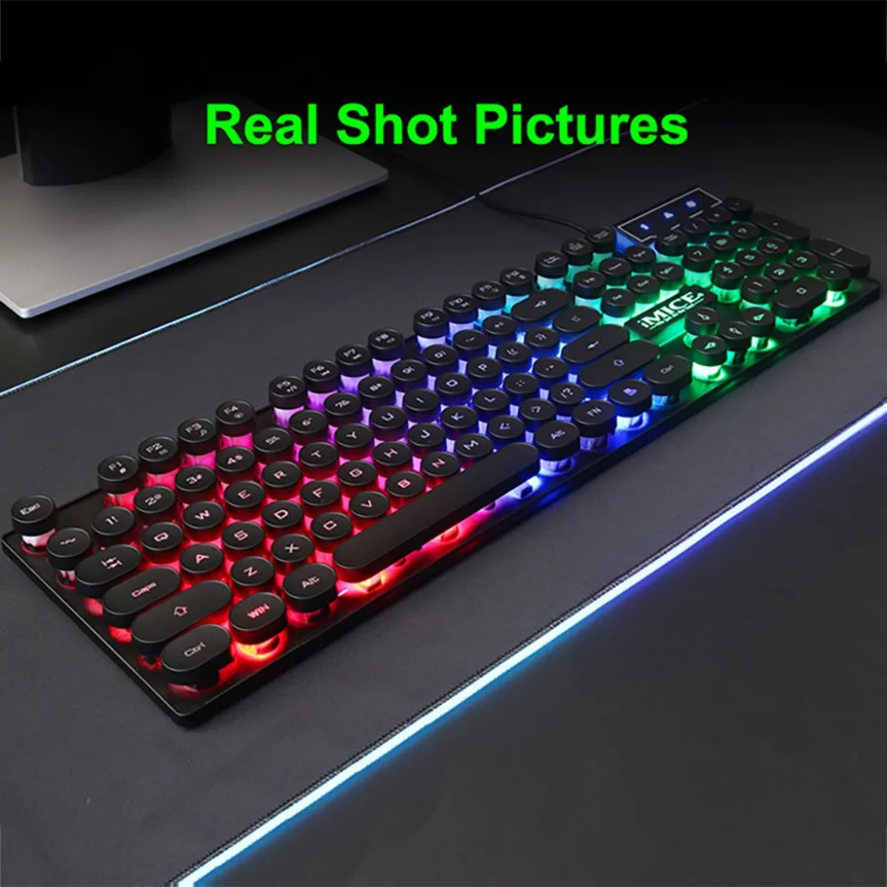 IMICE AK-800, 104 клавиш, RGB подсветка, механическая клавиатура, USB Проводная клавиатура, игровая Силиконовая клавиатура для ноутбука, ПК, рабочего стола