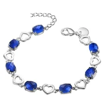 USPS Прямая поставка Серебряный цвет голубые шармы браслет для женщин с овальной кубическая циркониевая бижутерия Свадьба AB335