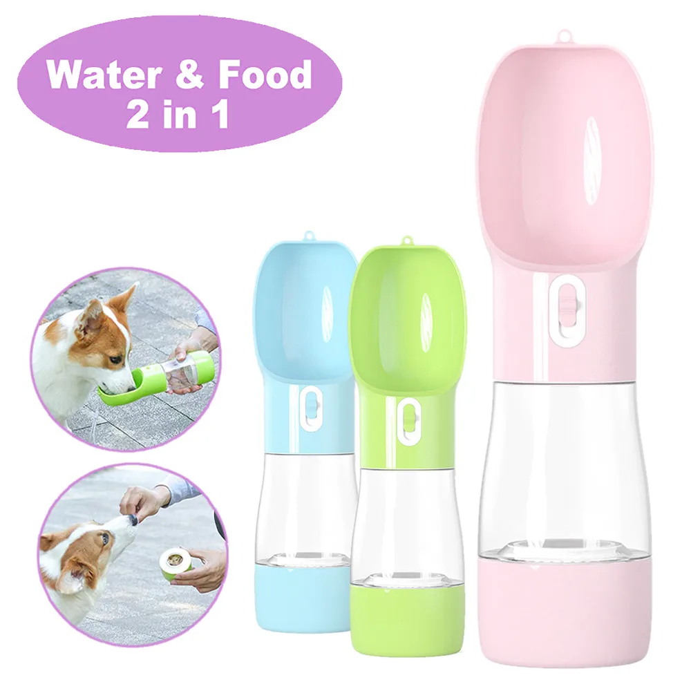

2 in 1 Portable Pet Water and Food Bottle for Walking Food Water Feeder for Dogs Drinking Bowl Puppy Cat Water Dispenser Pet