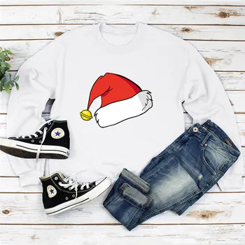 

Christmas Hat Print Women Hoodie Long Sleeve Pink Sweatshirt Winter Coat Women Clothes Pullover Hoodies Rave Festival Clothing