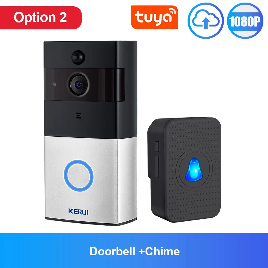 audio video intercom system KERUI Tuya 1080P Smart  Life  Tuya App Wifi Intercom Video Doorbell Wireless Security Cam  Two Way Audio Night Vision  Door Bell doorphone Door Intercom Systems