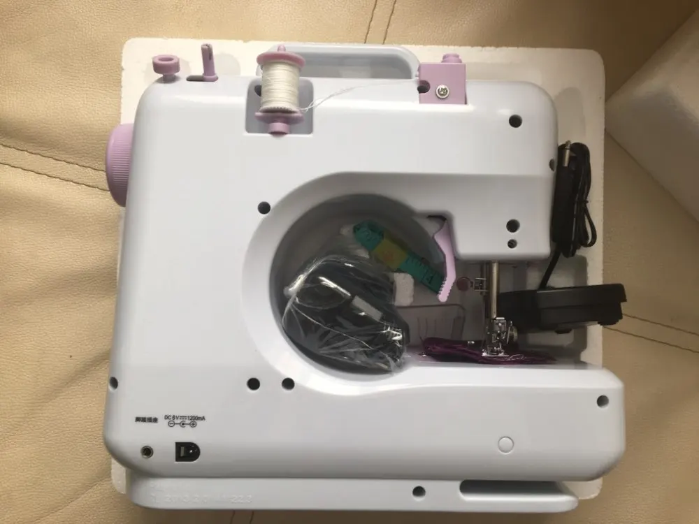 Mini 12 Stitches Sewing Machine Household Multifunction Double Thread And Speed Free-Arm Crafting Mending Machine LED