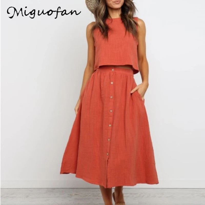 Miguofan комплект из 2 предметов женский жилет топы Camics &amp Maxi Юбки Aline офисный Женский