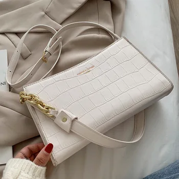 

[BXX] Stone Pattern PU Leather Crossbody Bag For Women 2020 Winter Autumn Trend Branded Shoulder Bags Trending Handbags 8A131