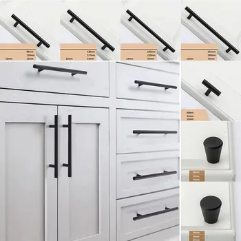 

10pcs Kitchen Cabinet Arch Door Drawer Handles Pulls Hardware Matte Black Extended Space Aluminum Handle Drawer