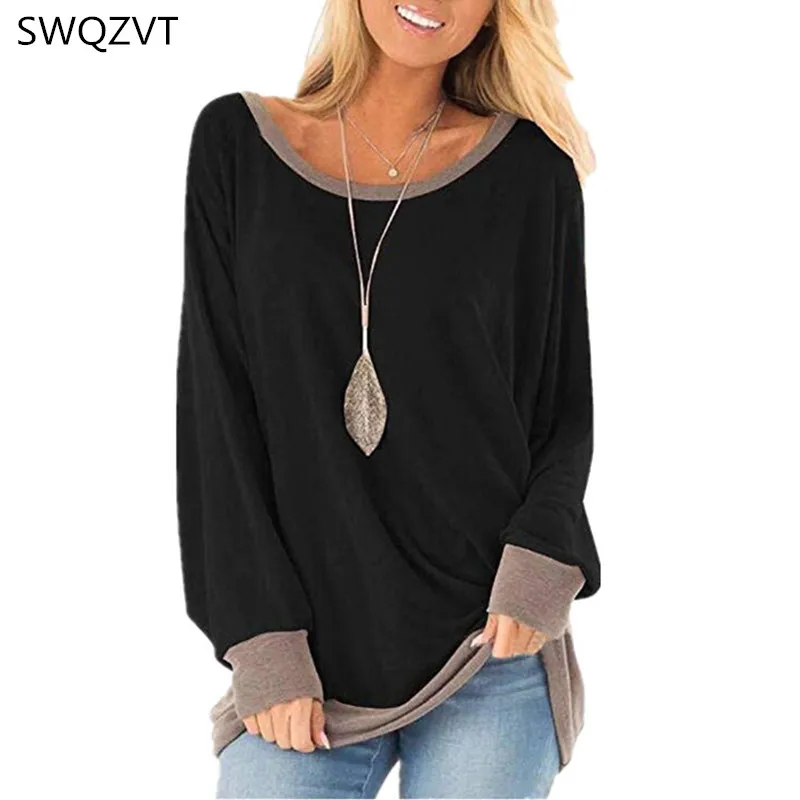 

New Casual Women t shirt 2019 Fashion Solid Color Loose Long Sleeve tshirt Women Autumn Winter Ladies Tops t-shirt clothes
