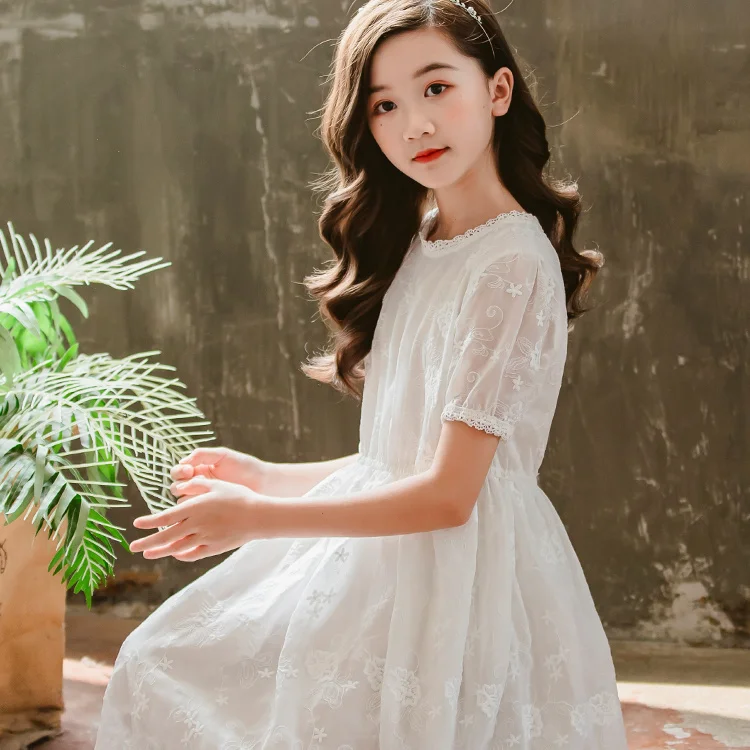 Korean Style Girls Lace Dresses Long Sleeve Lovely Party Kids Dress Children Girls Clothes DT463