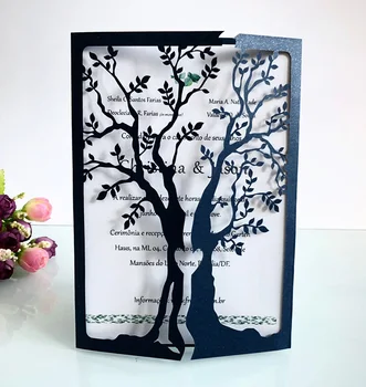 

50pcs Fancy Hollow out tree colorful romantic and Invitation Card Greeting Card Customize Business With RSVP Card Party Supplies