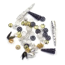 

Crimp End Bead Caps Flower Hollow Filigree Alloy Mixed For Charm Necklaces Jewelry DIY Findings